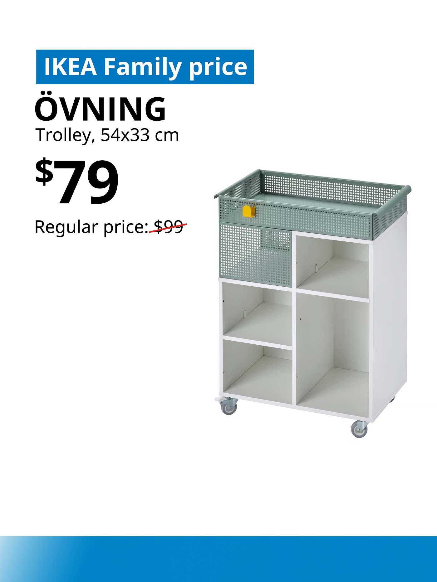 OVNING trolley, $79, IKEA Family price. Offer valid from 12-14 Dec 2025. IKEA 12.12 SALE