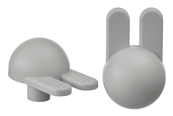 Pack de 2 pomos en forma de conejo, color gris 