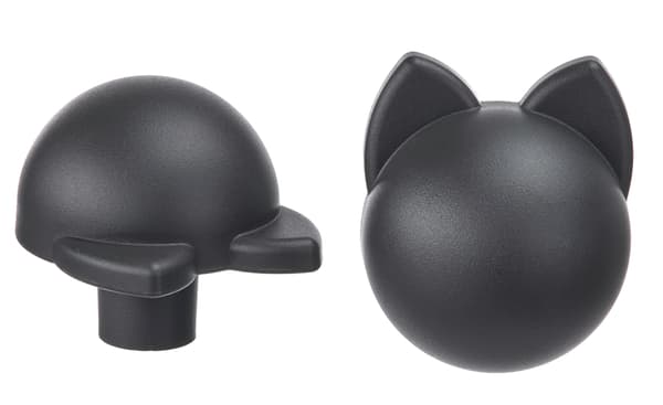 Pack de 2 pomos en forma de gato, color negro 
