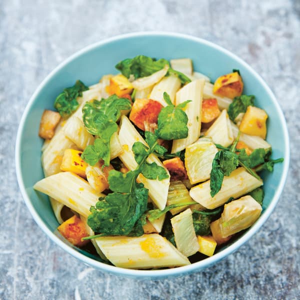 Pasta with caramelised quince and fennel