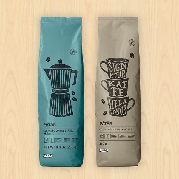 PÅTÅR Espresso coffee bean organic, 250g + PÅTÅR Coffee beans dark roast, 250g