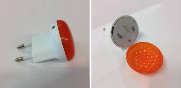PATRULL nightlight highlighting how the lid is removed and risk of electric shock