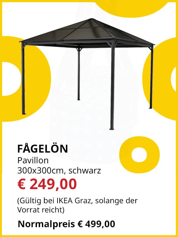 Pavillon Fågelön, 300x300cm, schwarz/schwarz, statt € 499 um € 249.