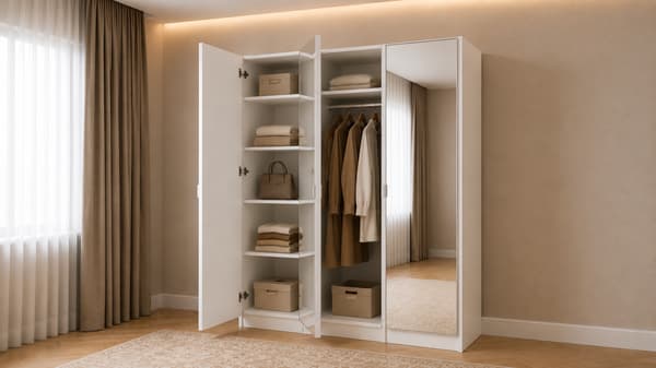 PAX / ÅHEIM Wardrobe combination, white/mirror glass, 150x60x236 cm - 79502782