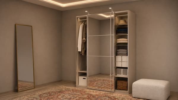 PAX / AULI Wardroabe with sliding doors, white/mirror glass, 150x66x201 cm- s99561351