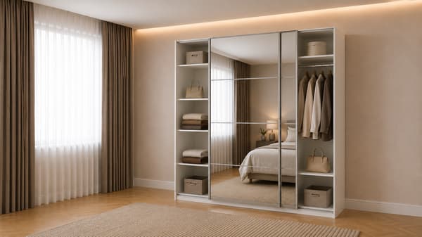 PAX / AULI Wardrobe with sliding doors, white/mirror glass, 150x66x236 cm - 39561311