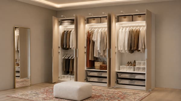 PAX / FARDAL Wardrobe combination, white/high-gloss light orange, 300x60x236 cm - s09590824