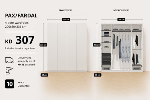 PAX/FARDAL4-door wardrobe, 200x60x236 cm 307 KD