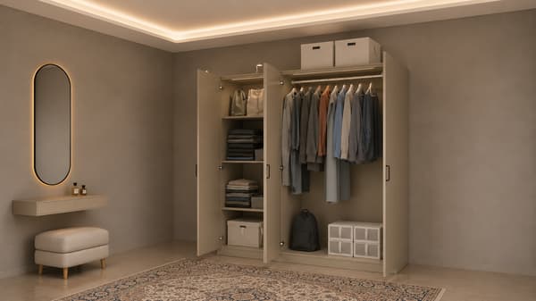 PAX / FORSAND Wardrobe combination, grey-beige/grey-beige, 150x60x201 cm