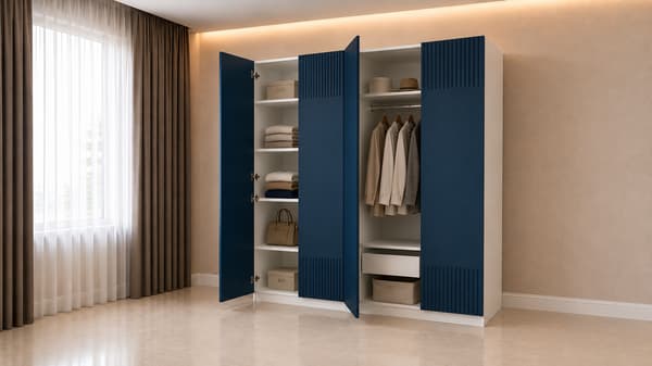 PAX / FYRUDDEN Wardrobe combination, white/blue, 200x60x236 cm - s69581713