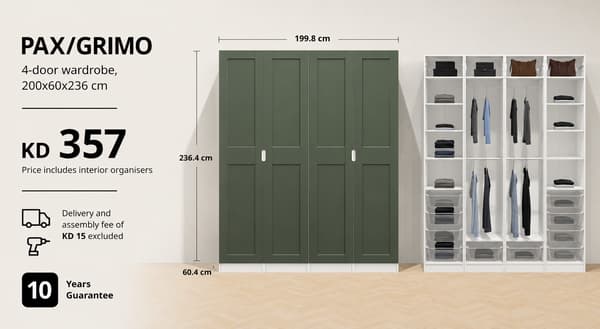 PAX/GRIMO 4-door wardrobe 357 KD