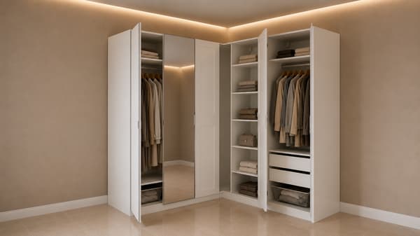 PAX / GRIMO/ÅHEIM Corner wardrobe, white/white mirror glass, 211/161x236 cm - 09502988