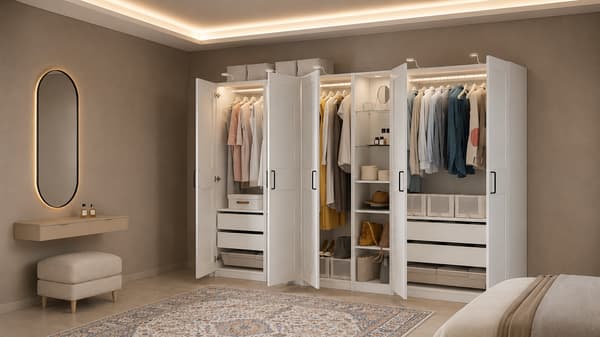 PAX / GRIMO Wardrobe combination, white white/white, 285x60x201 cm - s09607424