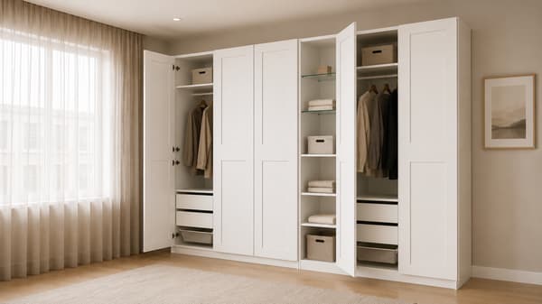 PAX / GRIMO Wardrobe combination, white white/white, 285x60x236 cm - 99607429