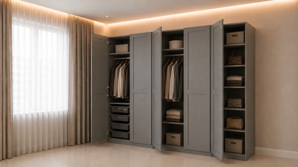 PAX / GULLABERG Wardrobe combination, dark grey/dark grey, 250x60x236 cm - 19561576