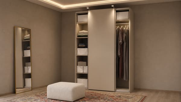 PAX / HASVIK Wardrobe with sliding doors, grey-beige/grey-beige, 150x66x236 cm- s79562238
