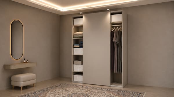PAX / HASVIK Wardrobe with sliding doors, grey-beige/grey-beige, 150x66x236 cm - s79562238