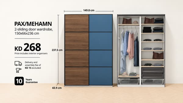 PAX MEHAMN 2-sliding door wardrobe