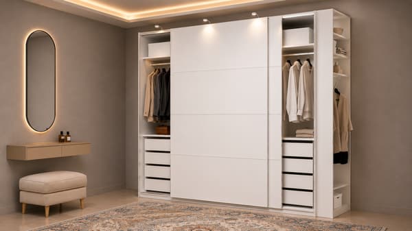 PAX / MEHAMN Wardrobe with sliding doors, white white/double sided white, 220x66x236 cm - s59607105