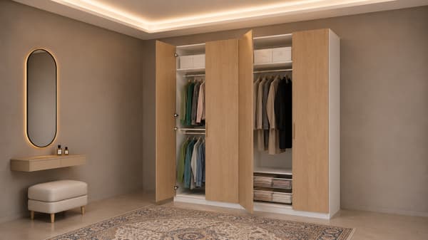 PAX / STORKLINTA Wardrobe combination, white/oak effect, 200x60x236 cm - s29562716