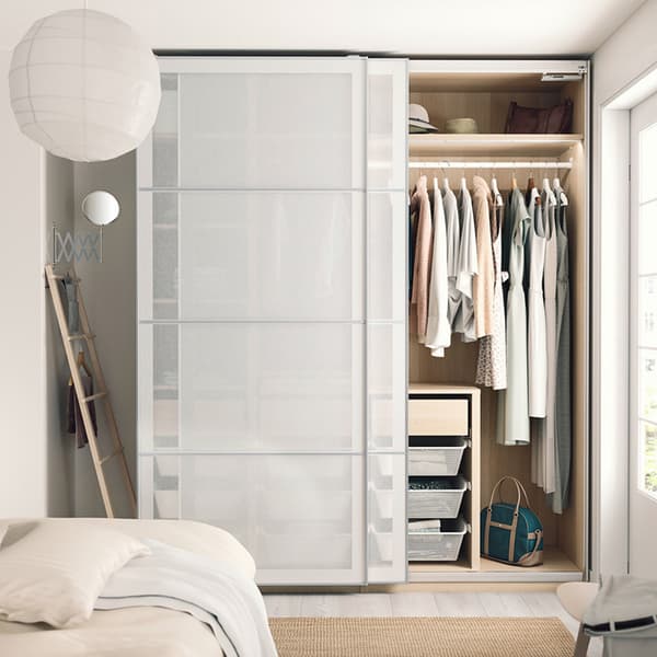 PAX / SVARTISDAL wardrobe combination in white/white paper effect.