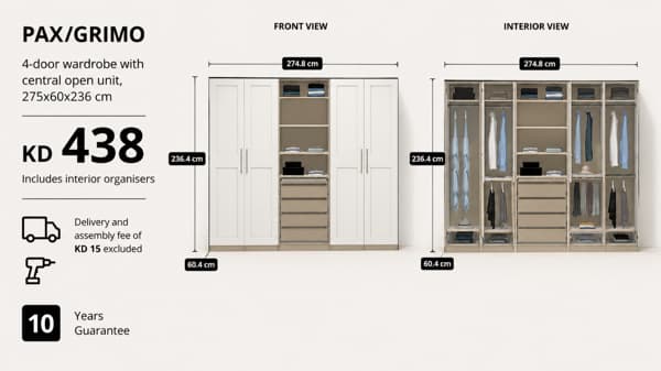 PAX/TONSTAD 4-door wardrobe, 160x160x236 cm 461 KD