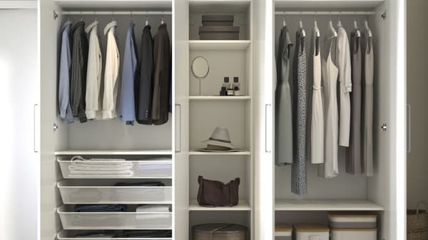 Pax wardbrobe system filled with clothing and accessoires 
