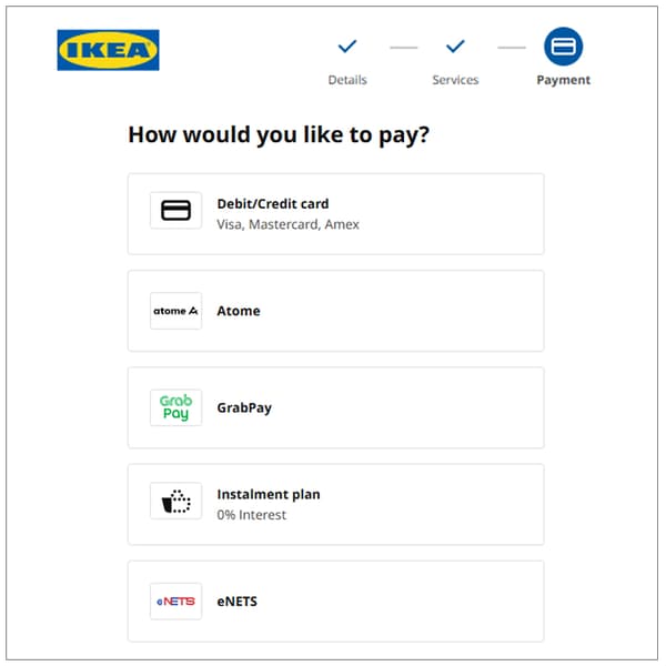 Payment options at IKEA