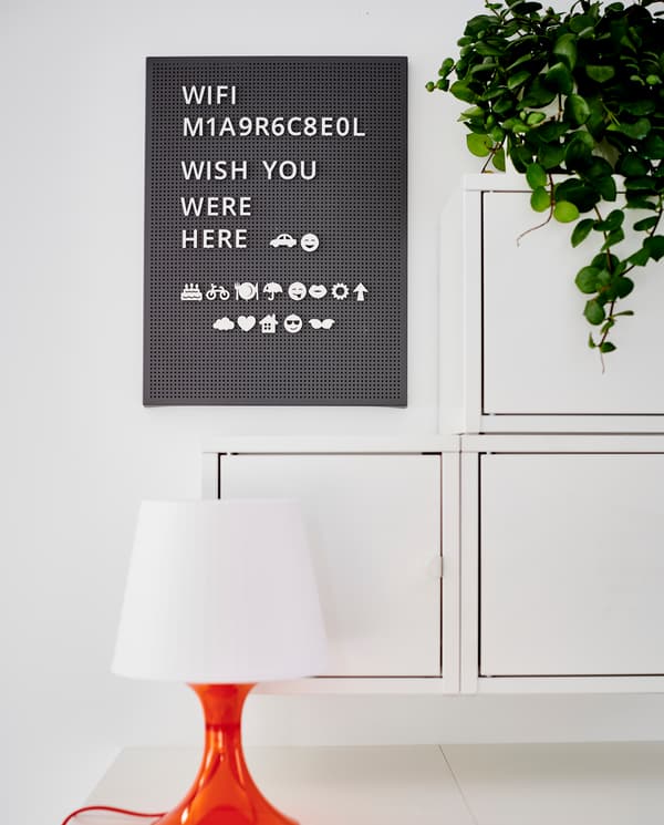 Pegboard with letters for a home office