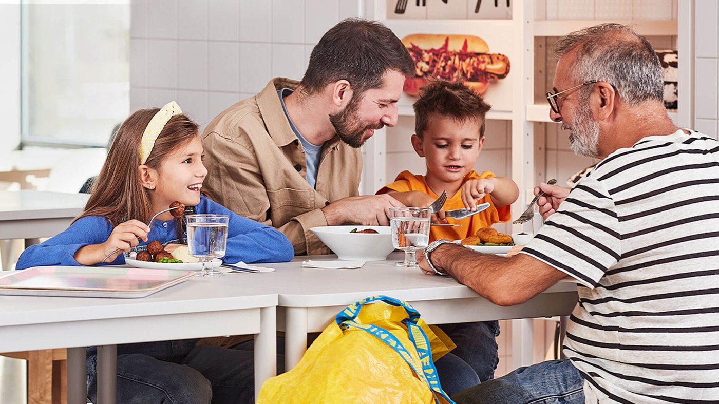 People eating at an IKEA Swedish Restaurant