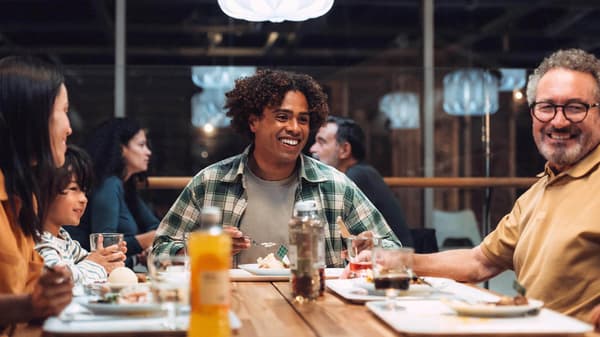 People eating in an IKEA Swedish restaurant