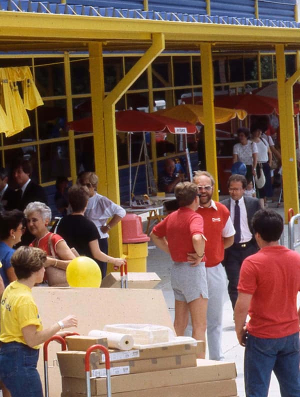people outside store