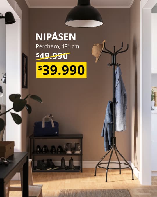 Perchero negro con su precio especial.