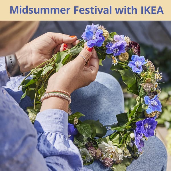 Person making a Midsummer flower wreath