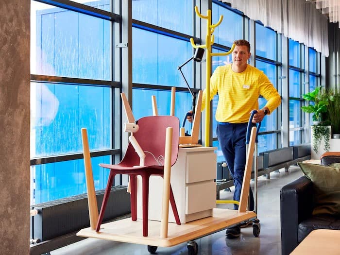 Person with secondhand furniture