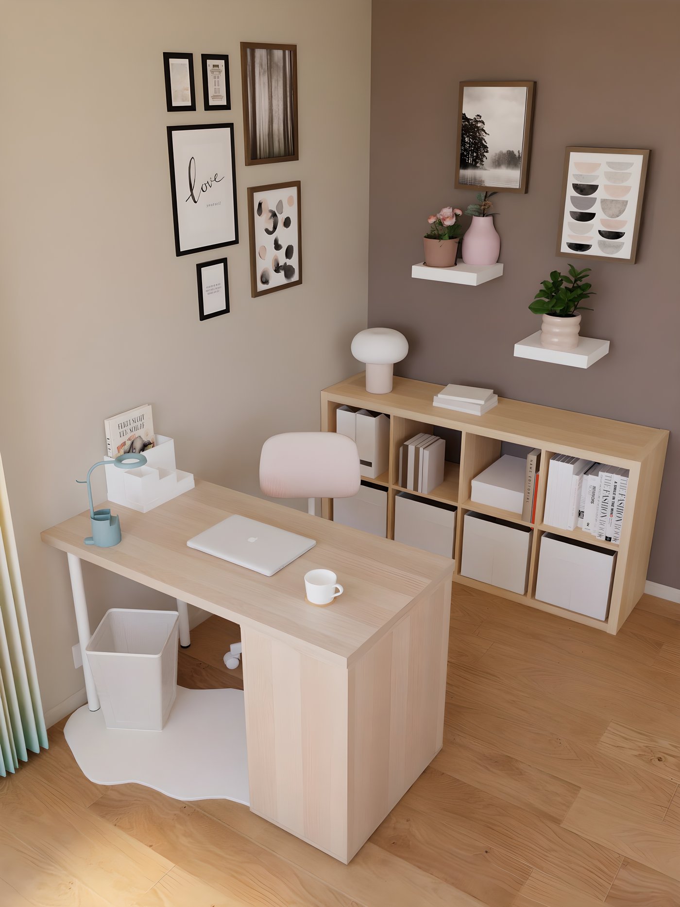 Photo 3d d'un bureau avec de nombreux rangements