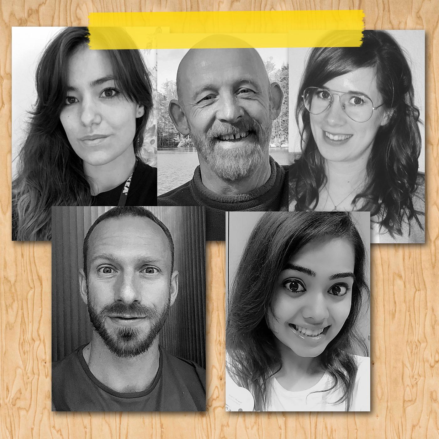 Photos en noir et blanc de collaborateurs