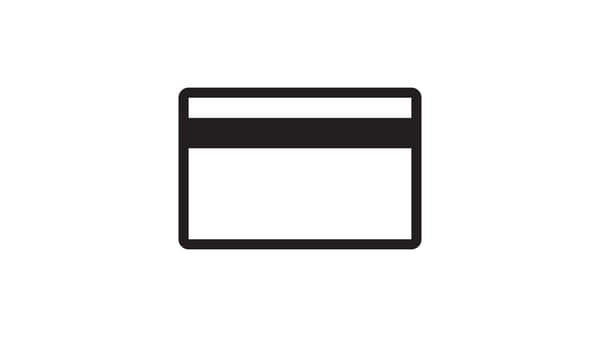 Pictogram of a bankcard signifying finance.