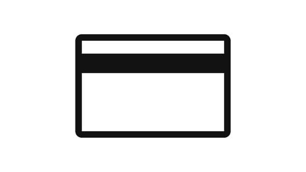 Pictogram of a credit card and two coins.