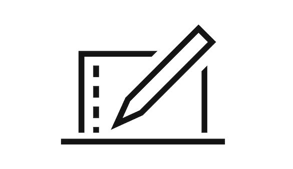 Pictogram of a man and a pencil.