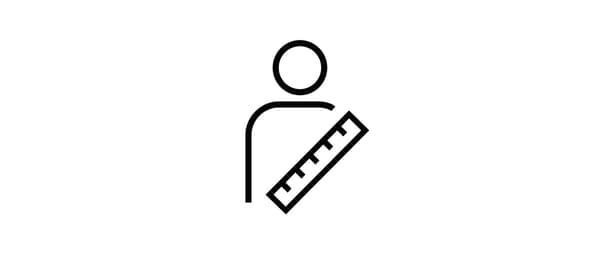Pictogram of a man with a ruler.