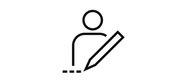 Pictogram of a person behind a pencil signifying planning.