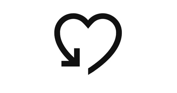 Pictogram of an arrow in the shape of a heart.