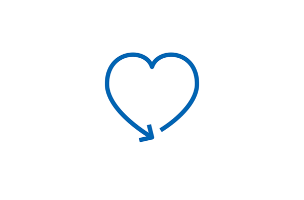 Pictogram of an arrow in the shape of a heart.