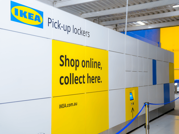 Picture of yellow and white parcel lockers