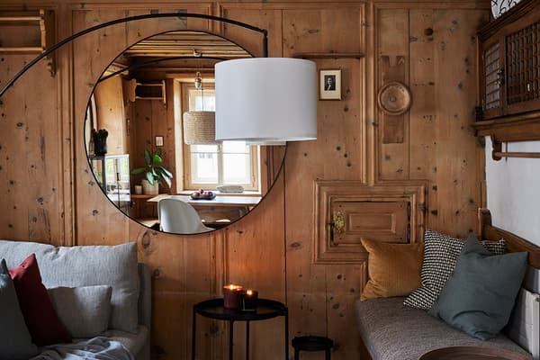 pied lampadaire, arceau noir