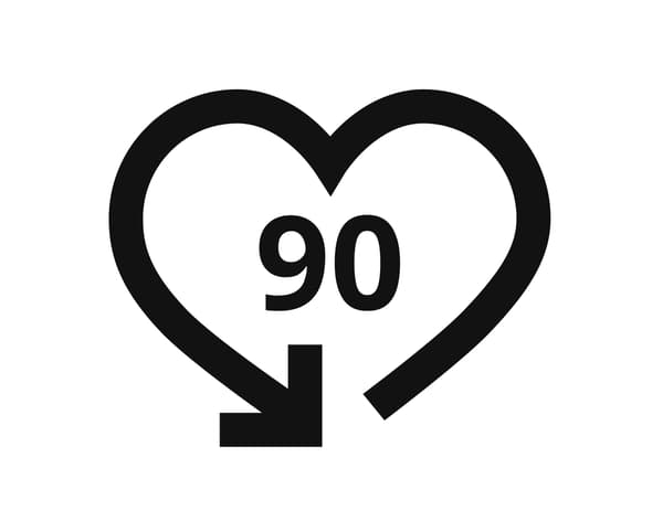 Piktogram 90-dnevne politike vračila posteljnih vložkov podjetja IKEA.