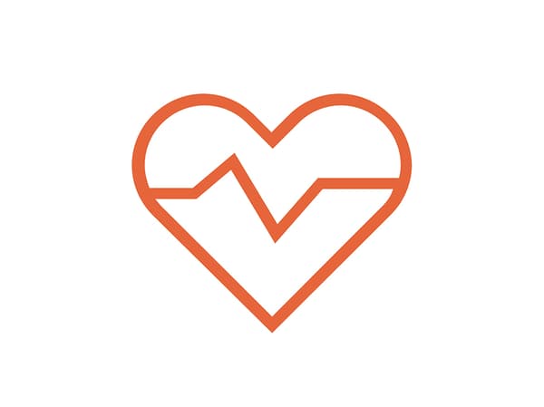 Piktogram pomarańczowego serca.