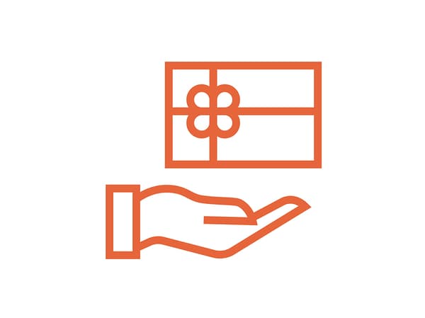 Piktogram ręki i karty upominkowej