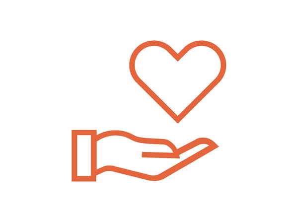 Piktogram ręki z sercem 